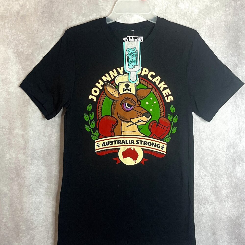 NWT Johnny Cupcakes Australia Strong Black T Shirt size Small